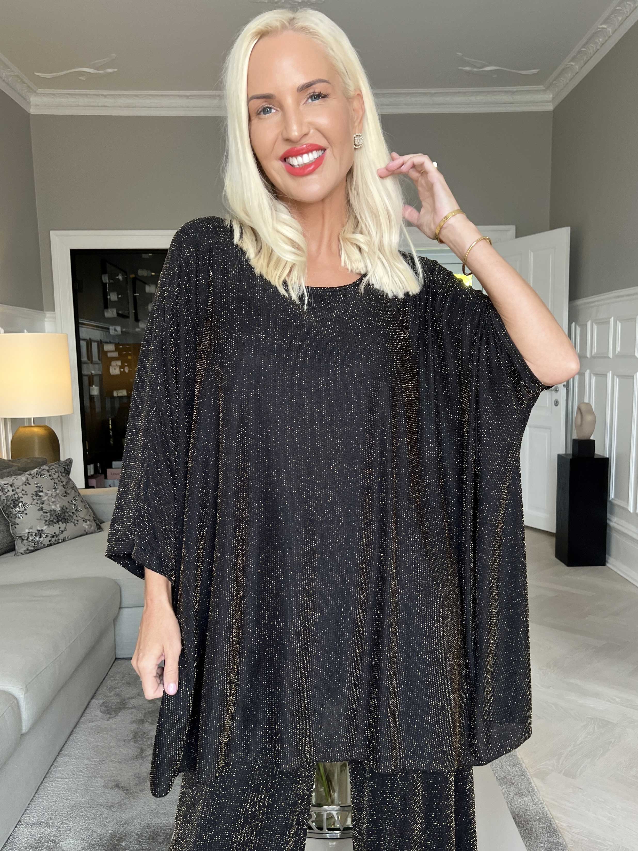 Estella Glitter - Oversized tunika med flagermusærmer